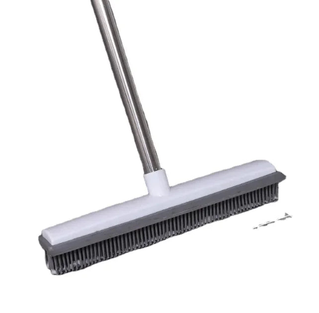 Multi-Surface Rubber Broom – Pet Hair Remover for Carpets & Hard Floors
